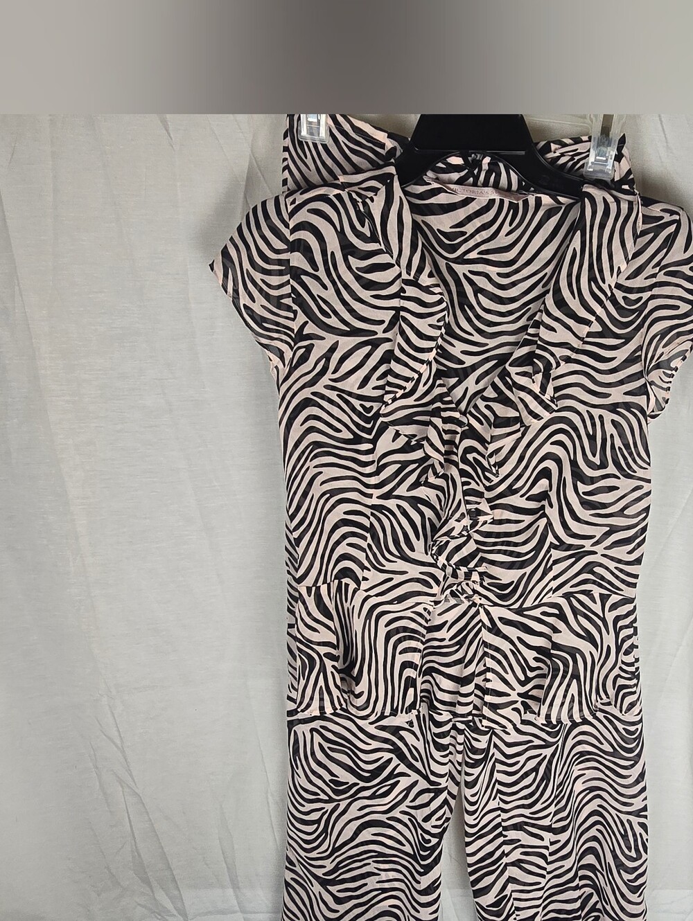 Victoria’s Secret Sexy Sheer Ruffle Zebra Print Pajama Set Sz Small